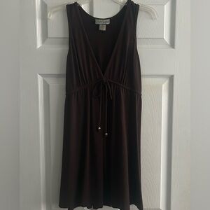 Portocruz Brown Knit V-Neck Swimsuit Coverup - Size Small - Cute!